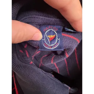 Vintage 80s Hartog Marine Club Velour Long Sleeve Polo Shirt Navy & Red Striped thumbnail 6