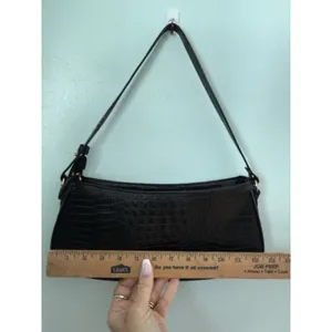 Brahmin black Anytime‎ Mini Melborn Croc Leather Shoulder Bag Hobo Luxury thumbnail 9