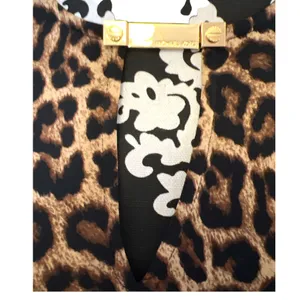 Michael Kors stretchy leopard pullover top w gold logo clasp NWOT thumbnail 3