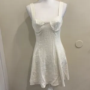 Solid & Striped Carolina Linen-Blend Mini Dress Cream XS Beach Boho Bachelorette thumbnail 3