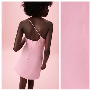 Zara Asymmetric Mini Dress with Built in Short‎ in Light Pink Size Extra Small thumbnail 3