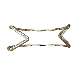 Victorias Secret Gold Tone Crystal Geometric Double Band Cuff Bracelet‎ thumbnail 7