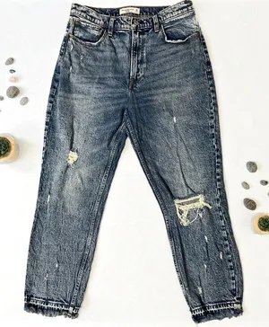 Abercrombie & Fitch Mom Jeans High Rise Distressed Denim‎ Size 30 thumbnail 1