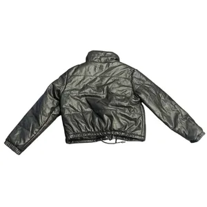 Vigoss Faux Leather Cropped Quilted Puffer Jacket SZ XL Military Flight Aviation thumbnail 2