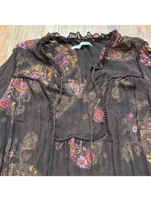 Maurices Brown Paisley Top Medium Flowy Boho Sheer Crinkle thumbnail 2