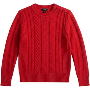 J.Crew Red 100%‎ Wool Cable Knit Button Shoulder Sweater XXS Size XS thumbnail 1