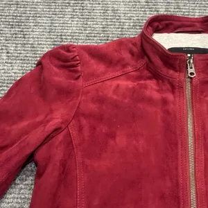 Lucky Brand Wine Red Goat Leather Zip‎ Jacket size Small thumbnail 6