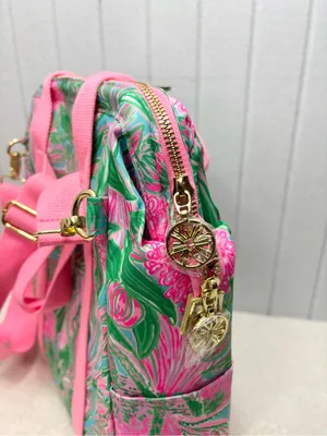 Lilly Pulitzer Cooler Backpack / Crossbody Pink & Green Floral Backpack Tote NEW thumbnail 5