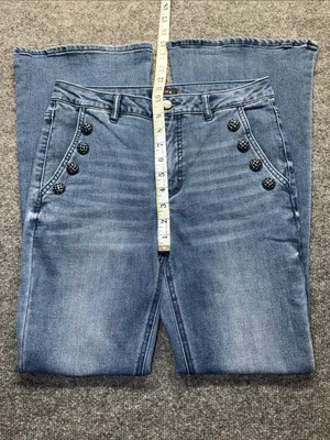 Cache Light Blue Flared Jeans with Decorative Buttons thumbnail 7