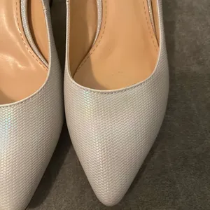ROTCV Women's Pointed Block Heel Pumps in white iridescent thumbnail 5