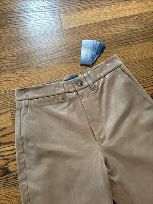 Ralph Lauren POLO NWT Taupe 100% lambs Leather wide -Leg Pants, 2 thumbnail 2