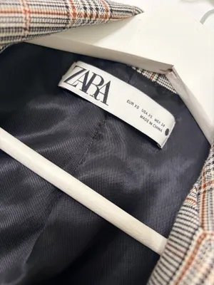 ZARA Gray Plaid Double Breasted Blazer Size XS Minimalist Academia Preppy Chic thumbnail 5