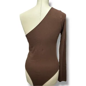 229 Forever 21 | EUC Chocolate Brown One-Shoulder Bodysuit (Size S/M) thumbnail 4