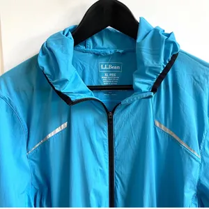 L.L. Bean Windbreaker Jacket Women XL Blue Gorpcore Full Zip Reflective Hooded thumbnail 2
