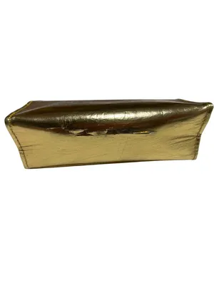 Tory Burch Gold Metallic Leather Cosmetic Case 7" X 3" Rectangular Design 2s thumbnail 2