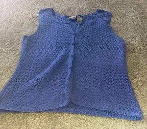 Liz Claiborne Major sale $24 was $33 vintage crochet light blue vest size M thumbnail 2