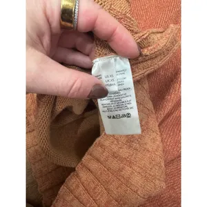Free People Oversized Knit Sweater‎ Rust Orange Textured Ribbed Band Size XS thumbnail 4