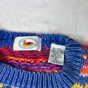 VTG Marsh Landing womens heavy vibrant stripe pattern sweater. Size L. 90s. thumbnail 2