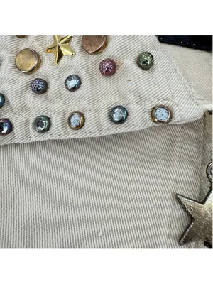 Vintage 90s Beaded Jacket 90s Rhinestones Studs Stars Zip Front Size XL-XXL thumbnail 9