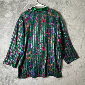 Victoria’s Secret Gold Label Green Floral‎ Satin Night Short Vintage Medium thumbnail 5