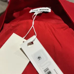 NWT Steve Madden Satin Shawl Collar Blazer Small, DARK RED thumbnail 7