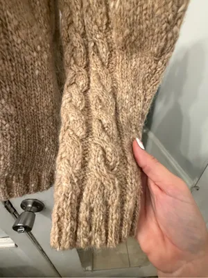 Eddie Bauer 100% Wool Cozy Cable Knit Collared Sweater - Beige thumbnail 4