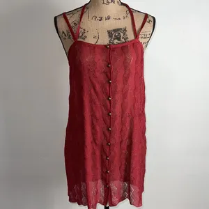 Free people tank top semi sheer textured material burnt Red Size M NWT thumbnail 4