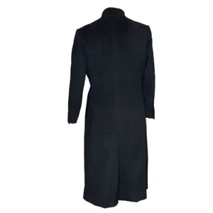 JULES MILLER Black Coat Blue Collar Lapel Fully Lined Midi Length VINTAGE thumbnail 2