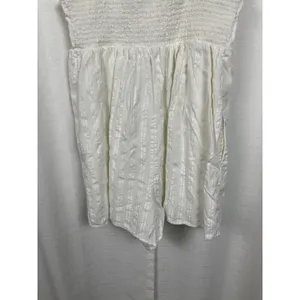 American Eagle White Flutter Sleeve Babydoll Smocked Romper Sz.L thumbnail 11