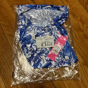 Lilly Pulitzer Lela Henley Tank Dress Womens Size Medium Blue Tang Flocking NWT thumbnail 2