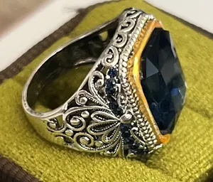 Vintage/Classic Design Gorgeous Gemstone Silver Statement Band Size 6 thumbnail 1