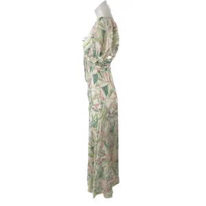 Lulus Thriving Moment Floral Cut Out Ruched Puff Sleeve Midi A-Line Dress Sz XS thumbnail 3