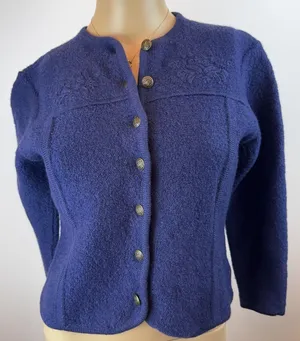 Vintage Pendleton Blue Wool Tailored Cropped Button-Up Jacket Preppy‎ XS-S thumbnail 1