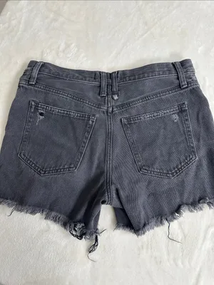 We the Free Washed Black Denim Frayed Hem Shorts thumbnail 5