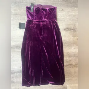 LULUS Glamorous Celebrations Dark Purple Velvet Strapless Tulip Dress thumbnail 5