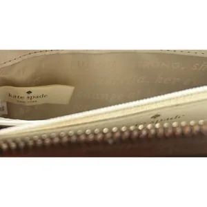 Kate Spade Bow Zip Around Wallet Blush Pink Hatched Leather Clutch Gold Tone thumbnail 11