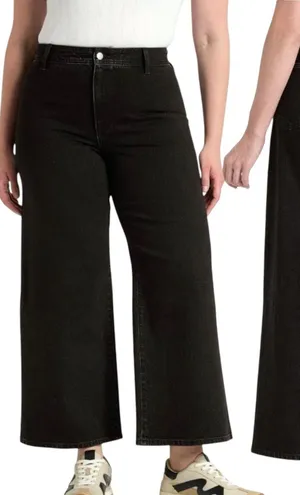 Universal Thread 4 Sailor Wide Leg Black High Rise Ankle Jeans Minimalist Fall thumbnail 1
