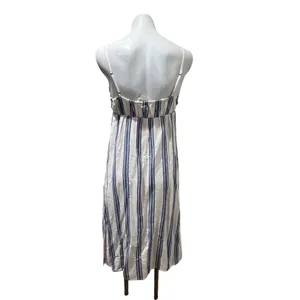 Roxy Sweetest Step Dress Womens M Blue White Striped Tie Front Midi thumbnail 8