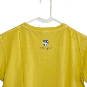 Life is Good Womens Size S Short Sleeve Yellow Flower Pot Graphic T-Shirt Cotton thumbnail 4