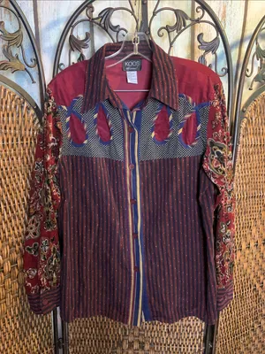 Vintage Koos of Course! Corduroy Patchwork 100% Cotton Top thumbnail 1