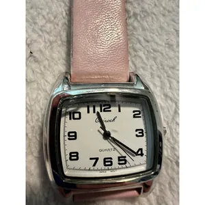 Osirock Vintage 1980s Square Watch Chrome Pink Faux Leather Strap Retro Quartz‎ thumbnail 4
