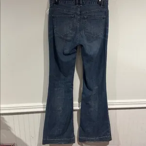 Free People Jeans Womens 26 Blue Denim Pockets Mid Rise Flared Grunge Hippie Y2K thumbnail 5
