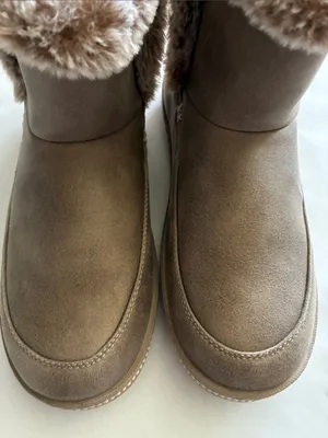 Skechers Plush-Collar Ankle Booties in Taupe thumbnail 11