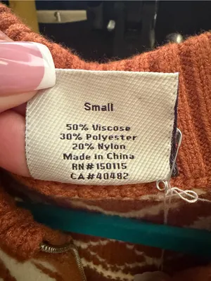 Varley Women’s Rust & Cream Western Print Zip-Up Sweater. Size: Small thumbnail 4
