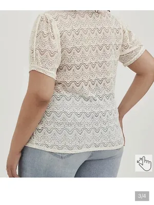 BUNDLE Torrid Lace Crochet Tees Peaches And Cream 2X NWT thumbnail 3