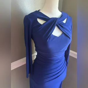 INC International Concepts Royal‎ Blue Twist Front Cutout Party cocktail Dress 2 thumbnail 2