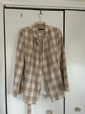Boohoo Cream tan plaid suit set thumbnail 2