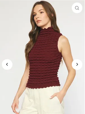 NWT entro Tyra Y2K Mockneck Popcorn Texture Tank Top sz L thumbnail 1
