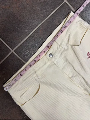 Madhappy Alumni Corduroy Pants Straight Leg Collegiate Embroidered 32 Cream NEW thumbnail 10