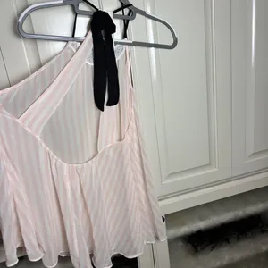 PINK - Victoria's Secret Women’s L Pink White Stripe Halter Chemise thumbnail 8
